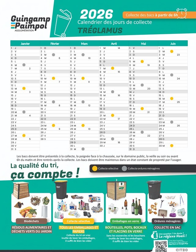 Calendrier-de-collecte_2026_Treglamus Janvier à Juin 2026